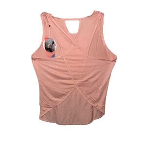 NWT AS ROSE RICH Workout Tank Women Yoga Crossover Racerback L Pink